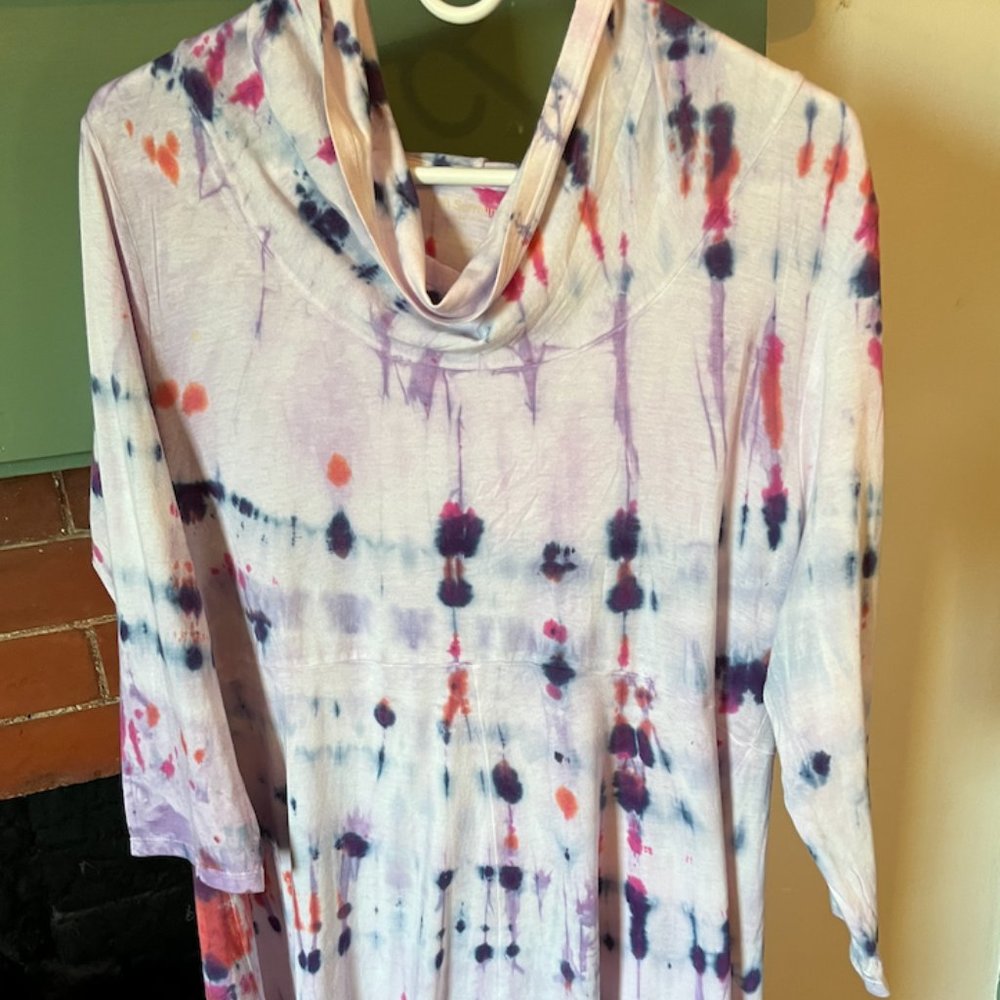 Fun Tie-Dyed Tunic Cowl Neck with Hood by Soft Surroundings